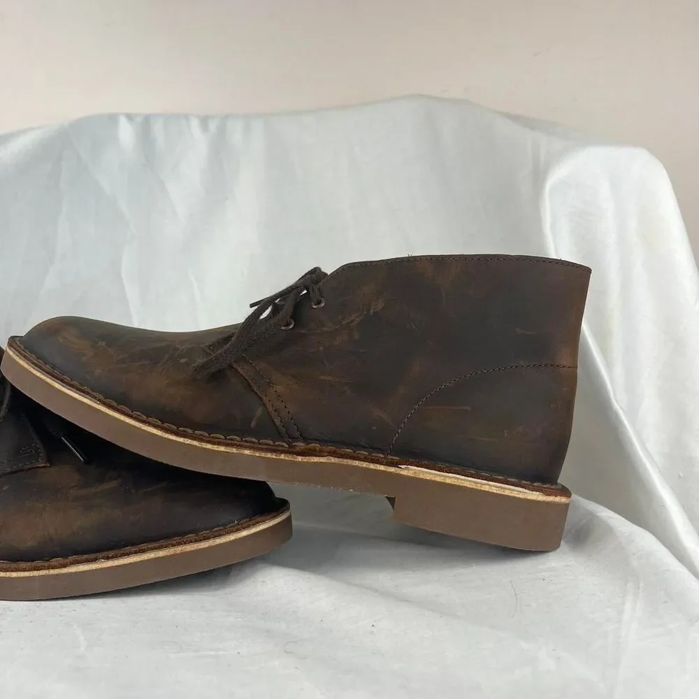 Clarks Bushacre 2 Dark Brown Leather Chukka Boots Lace Up Size 9.5
